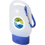 Portable hand gel with carabiner and citrus fragrance 30ml blue colour