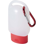 Portable hand gel with carabiner and citrus fragrance 30ml red colour