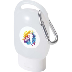 Portable hand gel with carabiner and citrus fragrance 30ml white colour