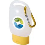 Portable hand gel with carabiner and citrus fragrance 30ml yellow colour
