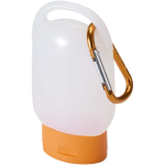 Portable hand gel with carabiner and citrus fragrance 30ml orange colour