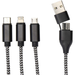 5-in-1 charging and synchronisation cable with multiple connectors black colour close-up view 1