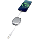 Retractable charging cable with multiple 100W connectors silver colour third view