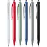 Double-injection recycled plastic ballpoint pen with blue ink red colour second multiple colours view