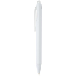 Double-injection recycled plastic ballpoint pen with blue ink white colour side view