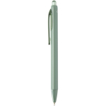 Double-injection recycled plastic ballpoint pen with blue ink marbled green colour side view
