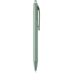 Double-injection recycled plastic ballpoint pen with blue ink marbled green colour second side view
