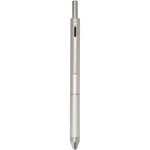 4-in-1 stainless steel pen with mechanical pencil and multiple inks silver colour