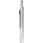 4-in-1 stainless steel pen with mechanical pencil and multiple inks silver colour close-up view 1