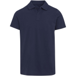 Unisex short-sleeved polo shirt in certified organic cotton 180 g/m2 Elevate navy-blue colour close-up view 1