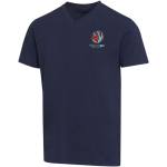 Unisex short-sleeve V-neck organic cotton T-shirt 200 g/m2 Elevate navy-blue colour screen printing view