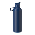 Recycled stainless steel bottle with straw 710ml Ocean Bottle navy-blue colour second rear view
