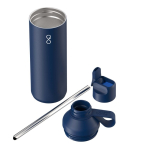 Recycled stainless steel bottle with straw 710ml Ocean Bottle navy-blue colour second view