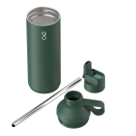 Recycled stainless steel bottle with straw 710ml Ocean Bottle dark green colour second view