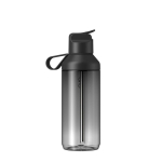 Transparent bottle with straw and flip lid 710ml Ocean Bottle black colour second rear view