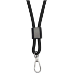Smartphone lanyard with customisable centrepiece black colour third front view
