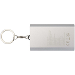 Customisable recycled aluminium power bank with keyring 2,000 mAh silver colour second rear view