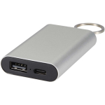 Customisable recycled aluminium power bank with keyring 2,000 mAh silver colour second view