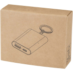 Customisable recycled aluminium power bank with keyring 2,000 mAh silver colour second view with box
