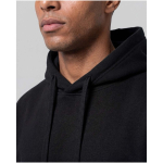 Oversized eco cotton hoodie 280 g/m2 Elevate black colour close-up view 1