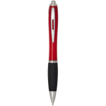 Recycled plastic click pen with soft grip and black ink red colour