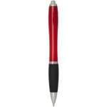 Recycled plastic click pen with soft grip and black ink red colour second rear view
