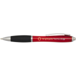 Recycled plastic click pen with soft grip and black ink red colour