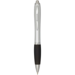 Recycled plastic click ballpoint pen with soft grip, black ink black colour