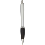 Recycled plastic click ballpoint pen with soft grip, black ink black colour second rear view