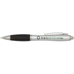 Recycled plastic click ballpoint pen with soft grip, black ink black colour