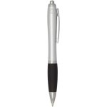 Recycled plastic click ballpoint pen with soft grip, black ink black colour second side view