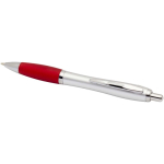 Recycled plastic click ballpoint pen with soft grip, black ink red colour second view