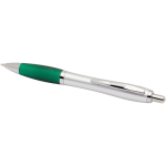 Recycled plastic click ballpoint pen with soft grip, black ink green colour second view