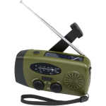 Eco-friendly emergency radio with solar charging and dynamo 1.200 mAh military green colour