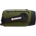 Eco-friendly emergency radio with solar charging and dynamo 1.200 mAh military green colour