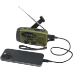Eco-friendly emergency radio with solar charging and dynamo 1.200 mAh military green colour second view