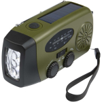 Eco-friendly emergency radio with solar charging and dynamo 1.200 mAh military green colour third view