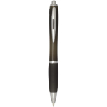 Recycled plastic click pen with grip, black ink black colour