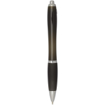 Recycled plastic click pen with grip, black ink black colour second rear view