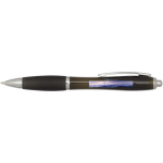 Recycled plastic click pen with grip, black ink black colour