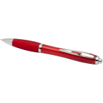 Recycled plastic click pen with grip, black ink red colour second view