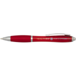 Recycled plastic click pen with grip, black ink red colour