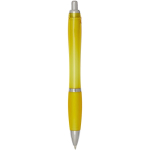 Recycled plastic click pen with grip, black ink yellow colour second rear view