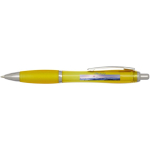 Recycled plastic click pen with grip, black ink yellow colour