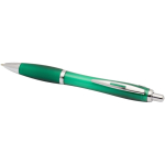 Recycled plastic click pen with grip, black ink green colour second view
