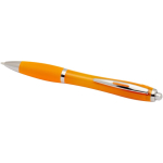 Recycled plastic click pen with grip, black ink orange colour second view
