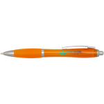 Recycled plastic click pen with grip, black ink orange colour