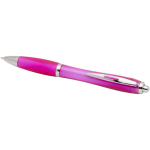 Recycled plastic click pen with grip, black ink pink colour second view