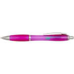 Recycled plastic click pen with grip, black ink pink colour