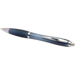 Recycled plastic click pen with grip, black ink bondi blue colour second view